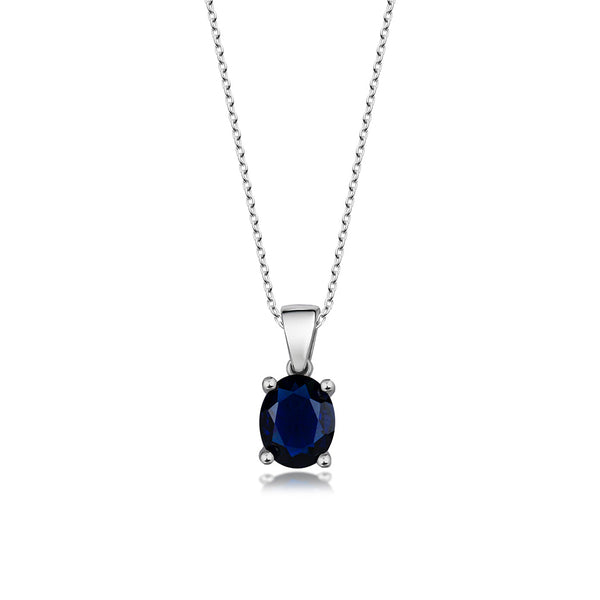 Sterling Silver Pendant Necklace - Oval Cut