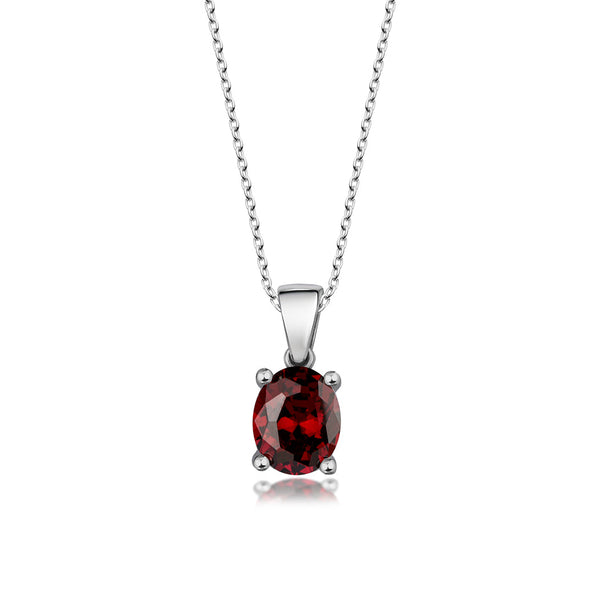 Sterling Silver Pendant Necklace - Oval Cut