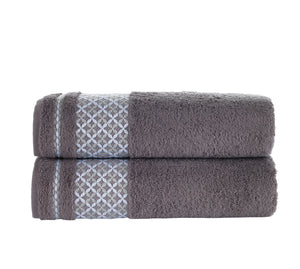 Bath Towel XXL Plaid Set of 2 - 100% Turkish Cotton