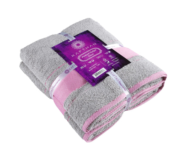 Bath Towel XXL Fishbone Set of 2 - 100% Turkish Cotton