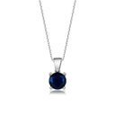 Sterling Silver Pendant Necklace - Round Cut
