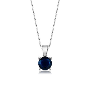Sterling Silver Pendant Necklace - Round Cut