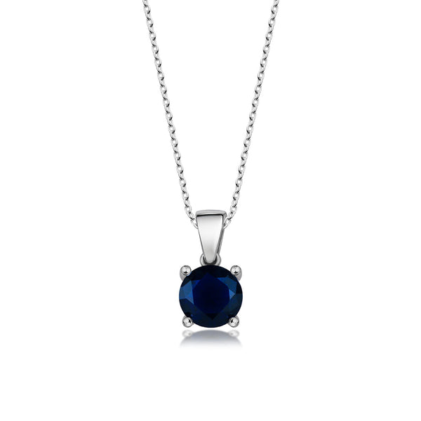 Sterling Silver Pendant Necklace - Round Cut