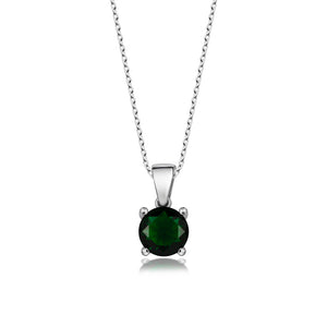 Sterling Silver Pendant Necklace - Round Cut