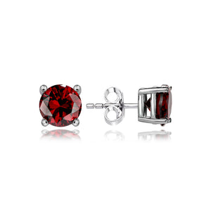 Sterling Silver Stud Earrings - Round Cut