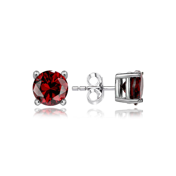 Sterling Silver Stud Earrings - Round Cut