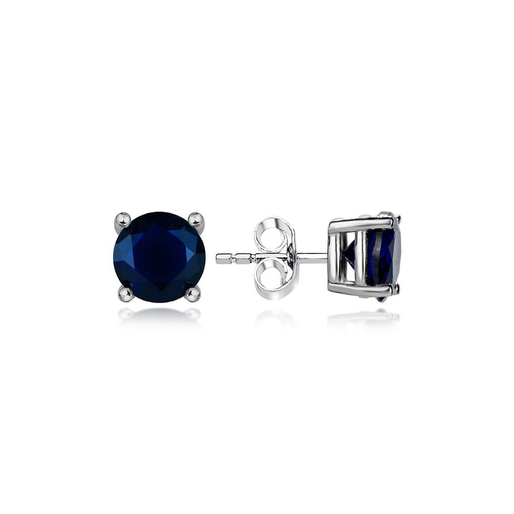 Sterling Silver Stud Earrings - Round Cut