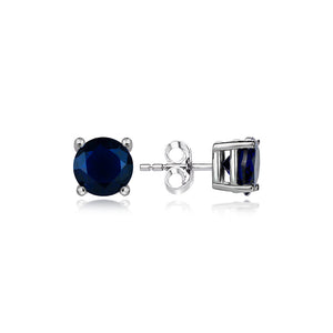 Sterling Silver Stud Earrings - Round Cut