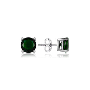 Sterling Silver Stud Earrings - Round Cut
