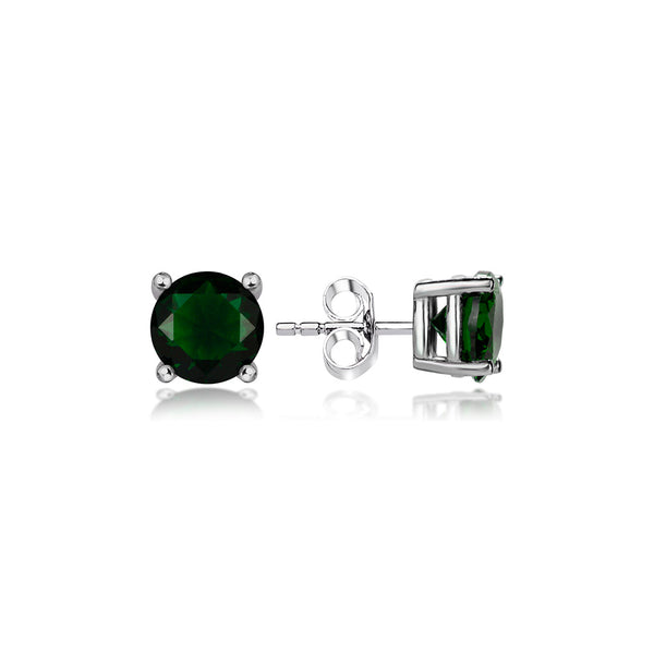 Sterling Silver Stud Earrings - Round Cut