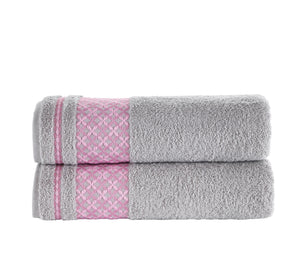 Bath Towel XXL Plaid Set of 2 - 100% Turkish Cotton