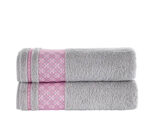 Bath Towel XXL Plaid Set of 2 - 100% Turkish Cotton
