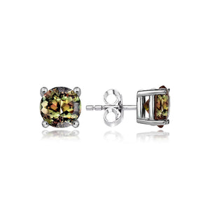 Sterling Silver Stud Earrings - Round Cut