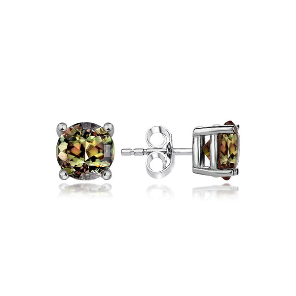 Sterling Silver Stud Earrings - Round Cut