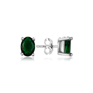 Sterling Silver Stud Earrings - Oval Cut