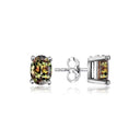 Sterling Silver Stud Earrings - Oval Cut