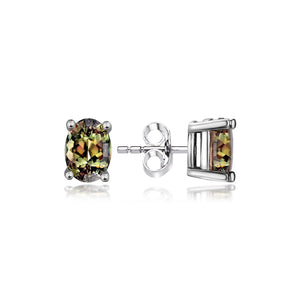 Sterling Silver Stud Earrings - Oval Cut