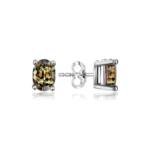 Sterling Silver Stud Earrings - Oval Cut