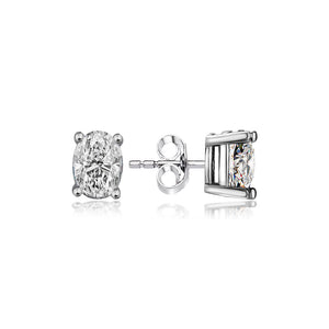 Sterling Silver Stud Earrings - Oval Cut