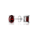Sterling Silver Stud Earrings - Oval Cut