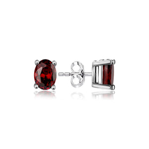 Sterling Silver Stud Earrings - Oval Cut