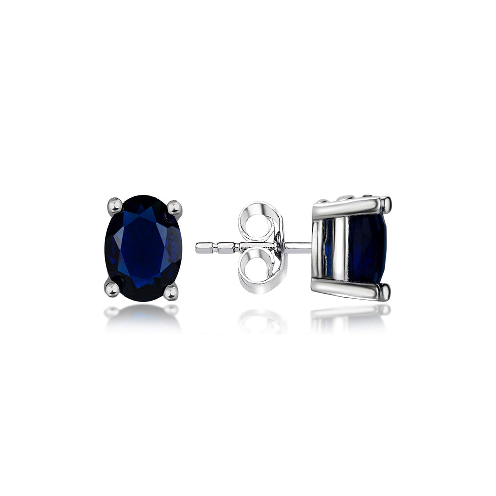 Sterling Silver Stud Earrings - Oval Cut