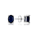 Sterling Silver Stud Earrings - Oval Cut