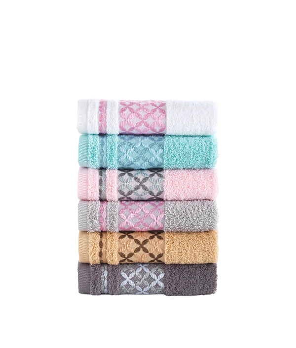 Washcloths Bath Towel Set of 6 - 100% Turkish Cotton Face/Hair/Hand