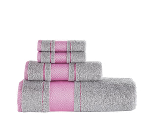 Bath Towel XXL Fishbone Set of 4 - 100% Turkish Cotton