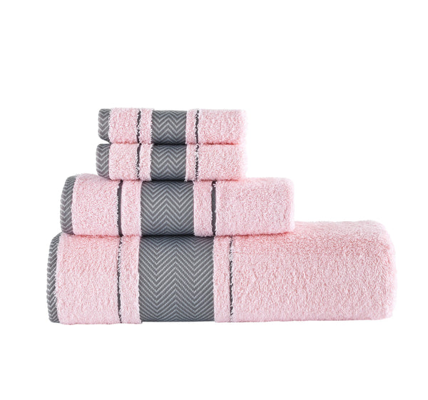Bath Towel XXL Fishbone Set of 4 - 100% Turkish Cotton