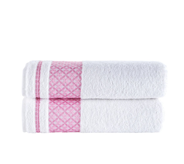 Bath Towel XXL Plaid Set of 2 - 100% Turkish Cotton