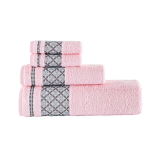 Bath Towel XXL Plaid Set of 4 - 100% Turkish Cotton
