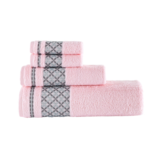 Bath Towel XXL Plaid Set of 4 - 100% Turkish Cotton