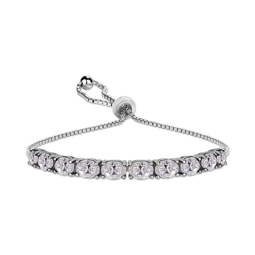 Sterling Silver Oval Adjustable Tennis Bracelets