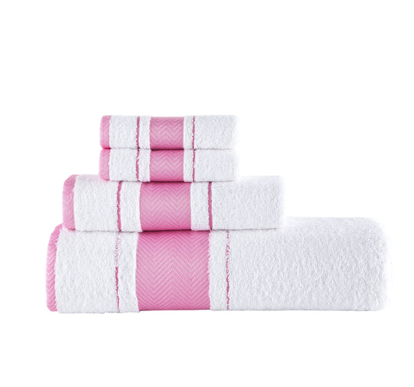 Bath Towel XXL Fishbone Set of 4 - 100% Turkish Cotton