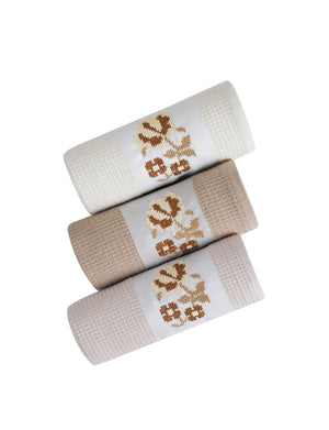 Jacquard Floral Kitchen (Dish) Towels Set of 3