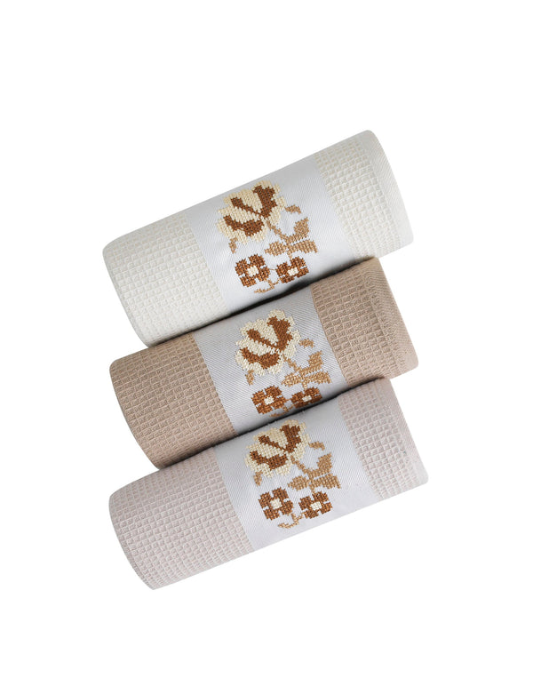 Jacquard Floral Kitchen (Dish) Towels Set of 3
