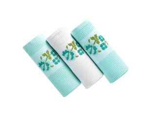 Jacquard Floral Kitchen (Dish) Towels Set of 3