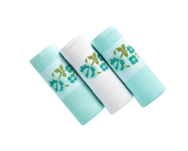 Jacquard Floral Kitchen (Dish) Towels Set of 3