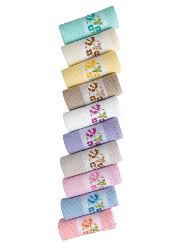 Jacquard Floral Kitchen (Dish) Towels Set of 10