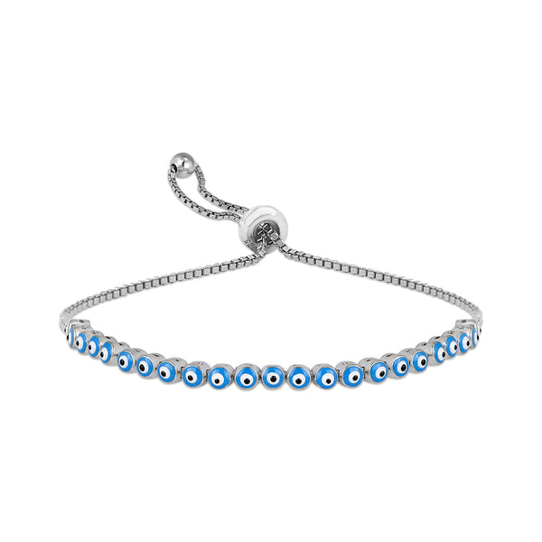Sterling Silver Evil Eye Adjustable Bracelets