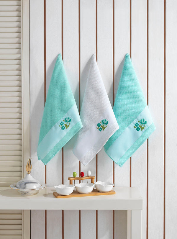 Jacquard Floral Kitchen (Dish) Towels Set of 3