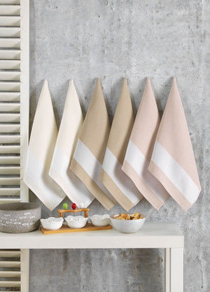 Jacquard Floral - Arctic & Taupe Kitchen (Dish) Towels Set of 6