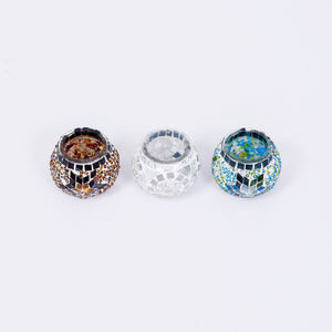 Mosaic Glass Candleholders - Set of 3