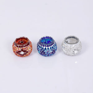 Mosaic Glass Candleholders - Set of 3