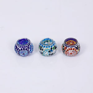 Mosaic Glass Candleholders - Set of 3