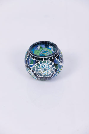 Large Mosaic Glass Candle Holders