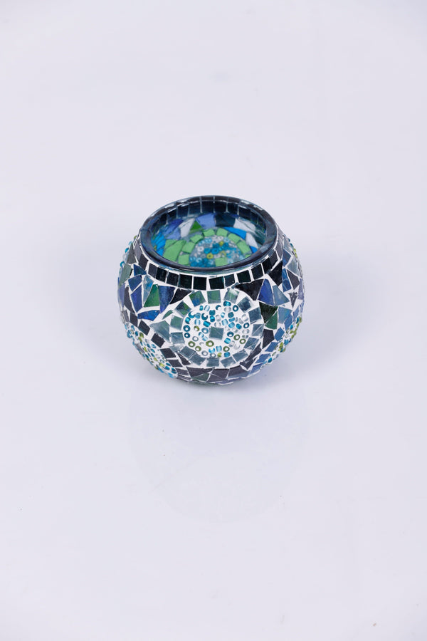 Large Mosaic Glass Candle Holders
