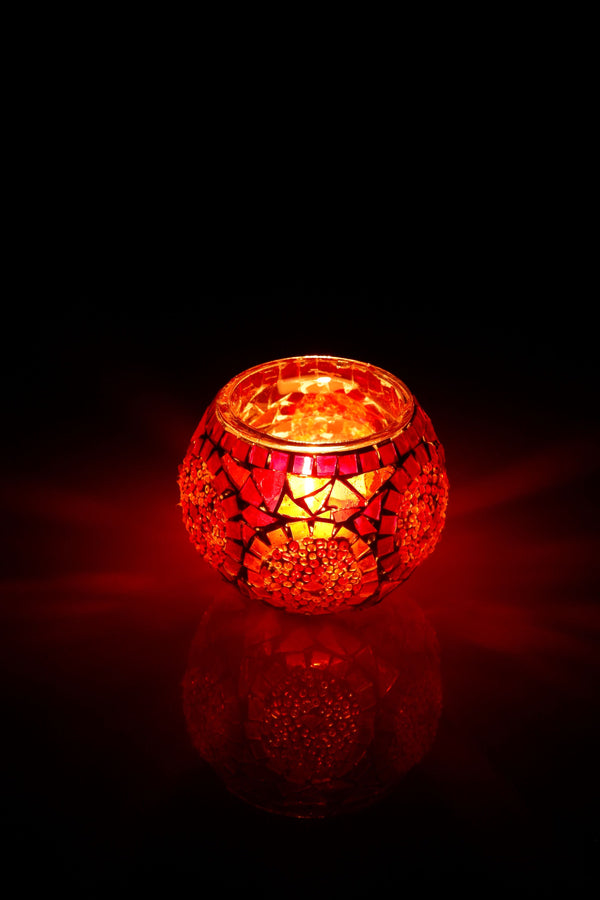 Large Mosaic Glass Candle Holders