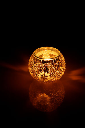 Large Mosaic Glass Candle Holders